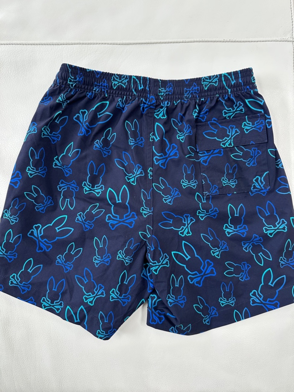 Psycho Bunny Boys Navy Swim Trunks with Blue Bunny Print size M (10-12) - Picture 6 of 9